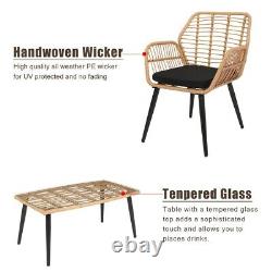Garden Patio Wicker Rattan Chair Four-Piece Patio Furniture Set Promo Deal. New