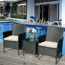 Garden Rattan Furniture Patio Coversation Set with Table and Chairs 2-Seater Set
