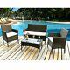 Garden Rattan Furniture Set 4 Piece Chairs Sofa Table Outdoor Patio Conservatory