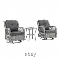 Garden Rattan Swivel Chair Outdoor Furniture Wicker Grey Indoor Lounge Chairs