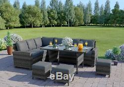 Garden Rattan Weave Furniture Corner Dining Table Sofa Bench Stools FREE COVER