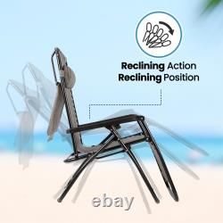 Garden Recliner Zero Gravity Chair Outdoor Beach Padded Foldable Sun Lounger
