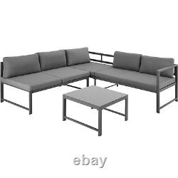 Garden Seating Set Table Glass Top Aluminium Furniture Lounge Sofa Outdoor Grey