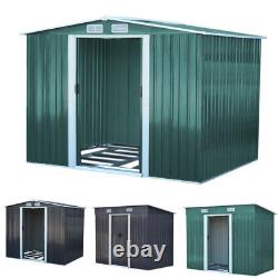 Garden Shed Metal Apex/Pent Roof Outdoor Storage House Tool Box With Foundation