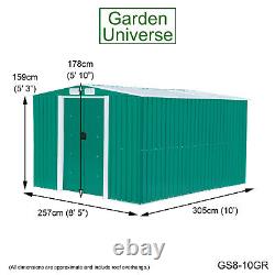 Garden Shed Metal Storage Green Garden Universe 8' x 10' Base Frame GS8-10GR