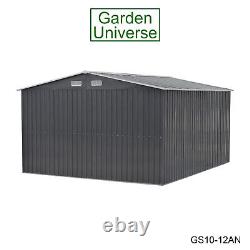 Garden Shed Metal Storage Grey Garden Universe 10'x12' Inc Base Frame GS10-12AN