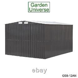 Garden Shed Metal Storage Grey Garden Universe 8'x12' Inc Base Frame GS8-12AN
