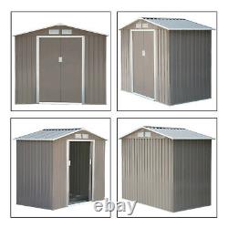 Garden Shed Storage Unit with Locking Door Floor Foundation Air Vent 7ftx4ft Grey