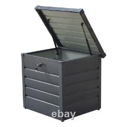 Garden Storage Outdoor Box Metal Utility Chest Cushion Shed Lid Container Tool