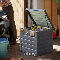 Garden Storage Outdoor Box Metal Utility Chest Cushion Shed Lid Container Tool