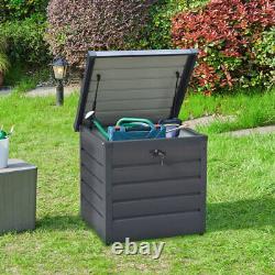 Garden Storage Outdoor Box Metal Utility Chest Cushion Shed Lid Container Tool