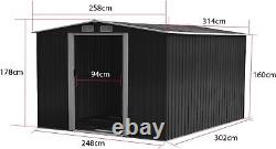Garden Storage Shed Metal 6x4 6x8 8x10ft Outdoor Tool Box with Base All-Weather
