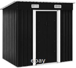 Garden Storage Shed Metal Outdoor Tool Box House Organizer with Roof Base UK
