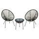 Garden String Bistro Set Chairs Table Furniture 3pc Outdoor Patio Dining & Cover