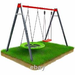 Garden Swings Set Steel Frame Outdoor Playset Children Swings Playground