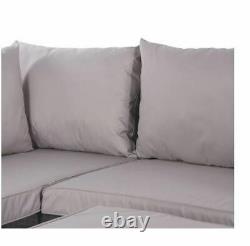 Gardenline Sofa With Stool Rattan Grey Cover Seat Back Cushions Garden Patio