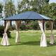 Gazebo Canopy Tent Side Wall Curtain Shelter Uv50+ Brown Garden Patio