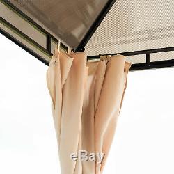 Gazebo Canopy Tent Side Wall Curtain Shelter UV50+ Brown Garden Patio