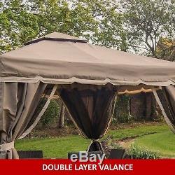 Gazebo Garden Florence 3x3 Mtr Bronze Fully Waterproof Fly Nets And Curtains