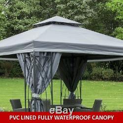 Gazebo Garden Gazebo 3x4 Mtr Graphite Grey Fully Waterproof Pvc Lined Canopy