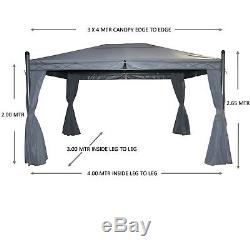 Gazebo Large Heavy Duty 57kg Garden Gazebo Fully Waterproof Canopy, 3x4 Grey