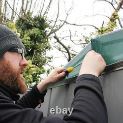 Green Corrugated Metal Garden Shed Free Base Sliding Door Tool Storage 4ftx8ft