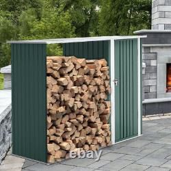 Green Garden Firewood Storage House Log Rack Outdoor Tools Shed Galvanized Steel