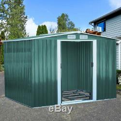 Green Metal Garden Shed 6x4, 8x4, 8x6, 8x10ft Steel House Storage with Free Base