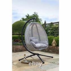 Grey Cocoon Egg Chair Hanging Swing Textilene Garden Furniture In Or Outdoor