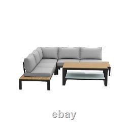 Grey Garden Corner Sofa Set with Adjustable Table Como FTR056A