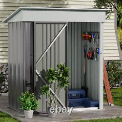 Grey Garden Outdoor Metal Tool StorageShed Backyard Lawn for Firewood Bicycle
