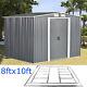Grey Garden Shed Apex Roof 8x10ft Metal Tool Storage 2 Door With Free Foundation