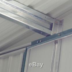 Grey Garden Shed Apex Roof 8x10FT Metal Tool Storage 2 Door with Free Foundation