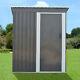 Grey Metal Garden Shed 3ft X 5ft Pent Roof Outdoor Tools Store Storage Brand New