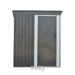 Grey Metal Garden Shed 3FT X 5FT Pent Roof Outdoor Tools Store Storage Shed