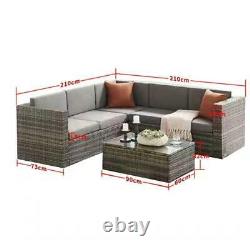 Grey Rattan Garden Furniture Corner Sofa Set Lounger Table Outdoor Patio Lounger