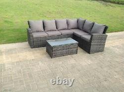 Grey Wicker Rattan Garden Furniture Sets Corner Sofa Outdoor Patio Coffee Table