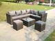 Grey Rattan Corner Sofa Set With Footstool 8 Seater Outdoor Garden Furniture