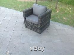 Grey wicker rattan single Chair Sofa patio outdoor garden furniture