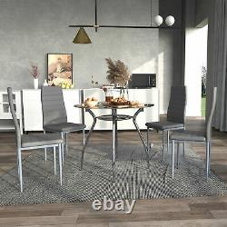 HOMCOM Dining Table Set 1 Table 4 Chairs Contemporary Kitchen Grey