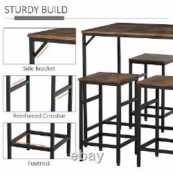 HOMCOM Industrial Rectangular Dining Table Set with 4 Stools for Dining Room