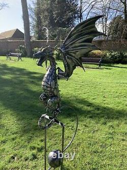 Handcrafted Metal Rocking/Swinging Dragon Garden Ornament, Statue, Sculpture