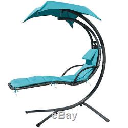 Hanging Chaise Hammock Chair Lounge Outdoor Swing Canopy Cushion Yard Garden UK