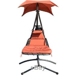 Hanging Hammock Chair Helicopter Swing Chaise Lounge Chair Garden Canopy Cushion