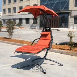 Hanging Hammock Chair Helicopter Swing Chaise Lounge Chair Garden Canopy Cushion