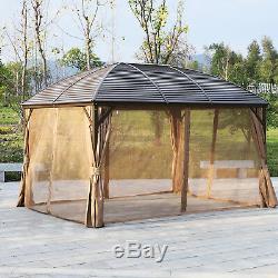 Hardtop Gazebo Aluminum Frame Garden Tent Shelter with Curtain 398x298cm