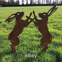 Hare Garden Statue, Rustic Metal Art, Made in the UK with Quality Materials