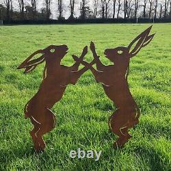 Hare Garden Statue, Rustic Metal Art, Made in the UK with Quality Materials