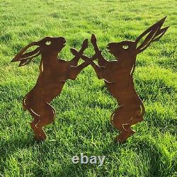 Hare Garden Statue, Rustic Metal Art, Made in the UK with Quality Materials