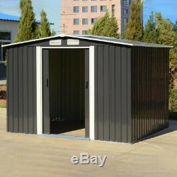 Heavy Duty Garden Storage Shed w Metal Base Sloped Roof 8x6 ft Anthracite Grey